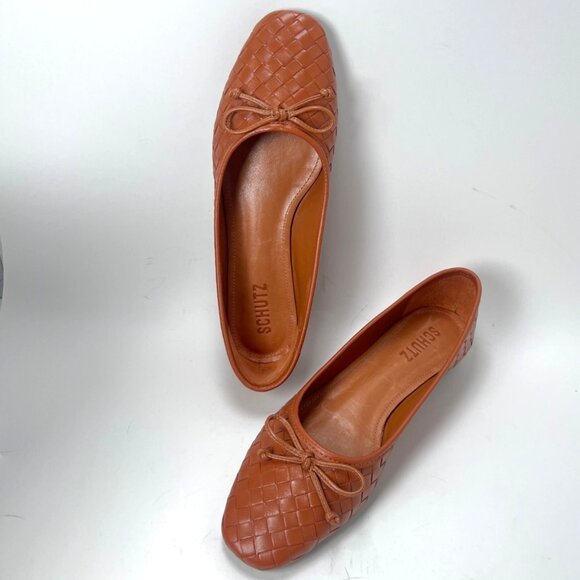Schultz Arissa Woven Ballet Flats Brown Leather Women Size 7.5B - Picture 1 of 8